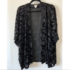 Open Velvet Draped Cardigan
